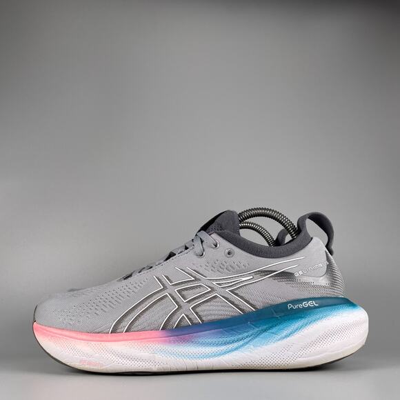 Asics Shoes - Asics nimbus 25 Gray Athletic Shoe with Blue and Pink Gradient Midsole